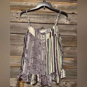 To the max- tank top- XS- adjustable double strap- flower design-silk